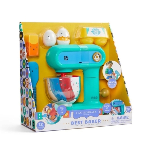 FAO Schwarz Other - FAO Schwarz Best Baker Toy Mixer Set - Teal and Yellow